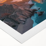 Art deco poster of Baja California scenery in pastel shades on rolled canvas, suitable for dining room wall art.