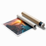 Extra large rolled print of Baja California scenery with vibrant floral elements, ideal for classy bathroom wall art.