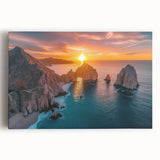Black and white stretched canvas featuring a detailed Baja California scenery, ideal for kitchen wall art.