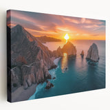 Large stretched canvas featuring a scenic view of Baja California with muted earth tones, ideal for kitchen wall art.