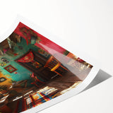 Extra large wall art featuring line art flowers in muted colors on a rolled canvas, ideal for large living room decor.