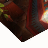 Black and white landscape art painting of Mexico City on large stretched canvas, suitable for bedroom decor.