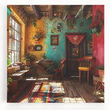 Black and white large art print of Mexico City skyline on stretched canvas, ideal for kitchen wall art.