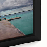 Extra large framed canvas featuring a textured black wall art of Quintana Roo scenery with colorful accents.