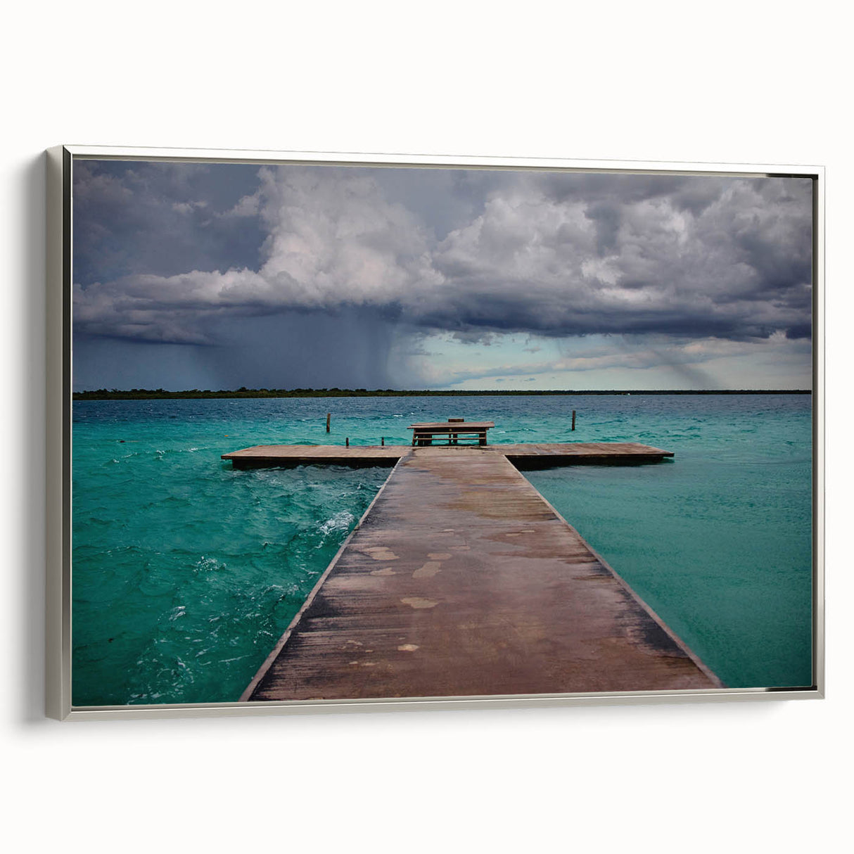 Landscape art painting of Quintana Roo, Mexico on framed canvas.