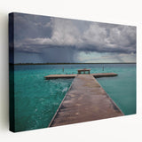 Stretched canvas featuring a serene Quintana Roo landscape in earthy tones, ideal for kitchen wall art.