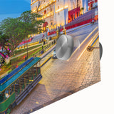 Large abstract wall art featuring a Yucatán scenery in mid-century modernist style on acrylic glass.