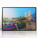 Large abstract wall art depicting Yucatan scenery in black and white on a framed acrylic, suitable for modern art wall decor.