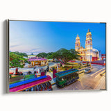 Landscape art painting of Yucatan scenery on framed canvas.