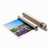 Extra large rolled print depicting Yucatan scenery with vibrant floral motifs.