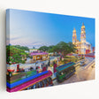Large art depicting a Yucatan, Mexico scenery on stretched canvas, featuring vivid green and blue tones.