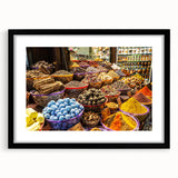 Abstract art print of Dubai skyline in vibrant colors on textured canvas, ideal for living room decor.