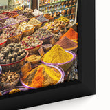 Extra large framed canvas of Dubai skyline in textured black with colorful art accents, ideal for living room decor.