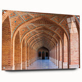 Acrylic print of a Middle Eastern landscape in muted earth tones, ideal for dining room decor.