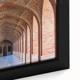 Extra large framed canvas featuring a textured, colorful Middle Eastern scenery, ideal for living room decor.