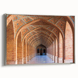 Framed canvas depicting a vintage-style landscape of a Middle Eastern scene, with colorful art on a black background.