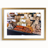 Extra large wall art of Jerusalem skyline in muted gold tones, textured abstract print on framed canvas.