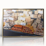 Framed acrylic print of Jerusalem skyline in gold and earth tones, suitable for nursery wall art or modern decor.