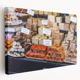 Jerusalem cityscape on large stretched canvas, featuring muted earth tones, ideal for kitchen wall art.