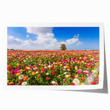 Large rolled print of a Middle Eastern scenery with floral motifs in muted earth tones, suitable for dining room wall art.