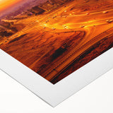 Art deco poster of a Middle Eastern desert scene in muted earth tones on rolled canvas, suitable for dining room wall art.