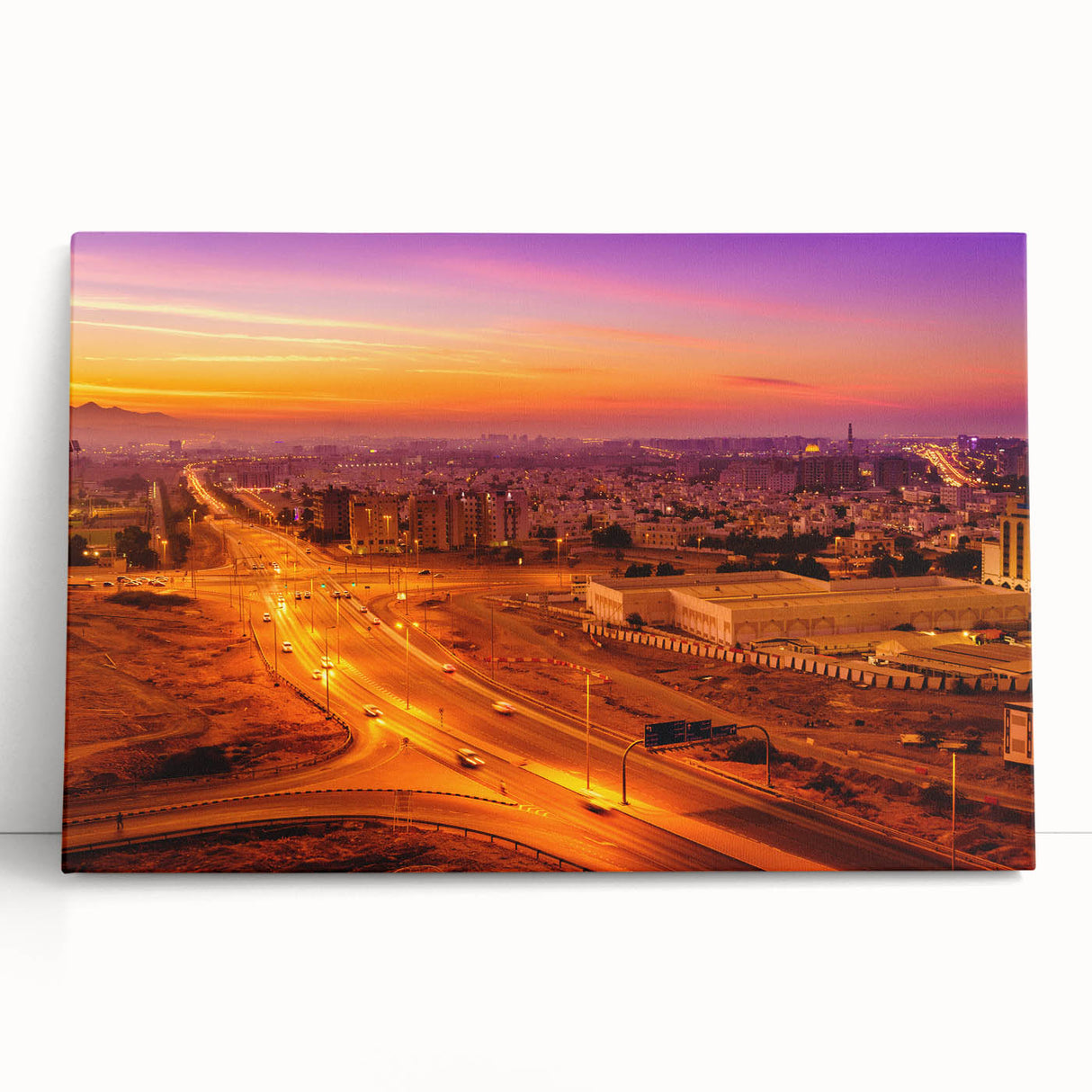 Black and white stretched canvas of an Omani landscape, ideal for kitchen wall art or bedroom ambiance.