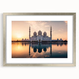 Textured abstract art print of Abu Dhabi skyline in muted earth tones on a framed canvas, ideal for bedroom art.