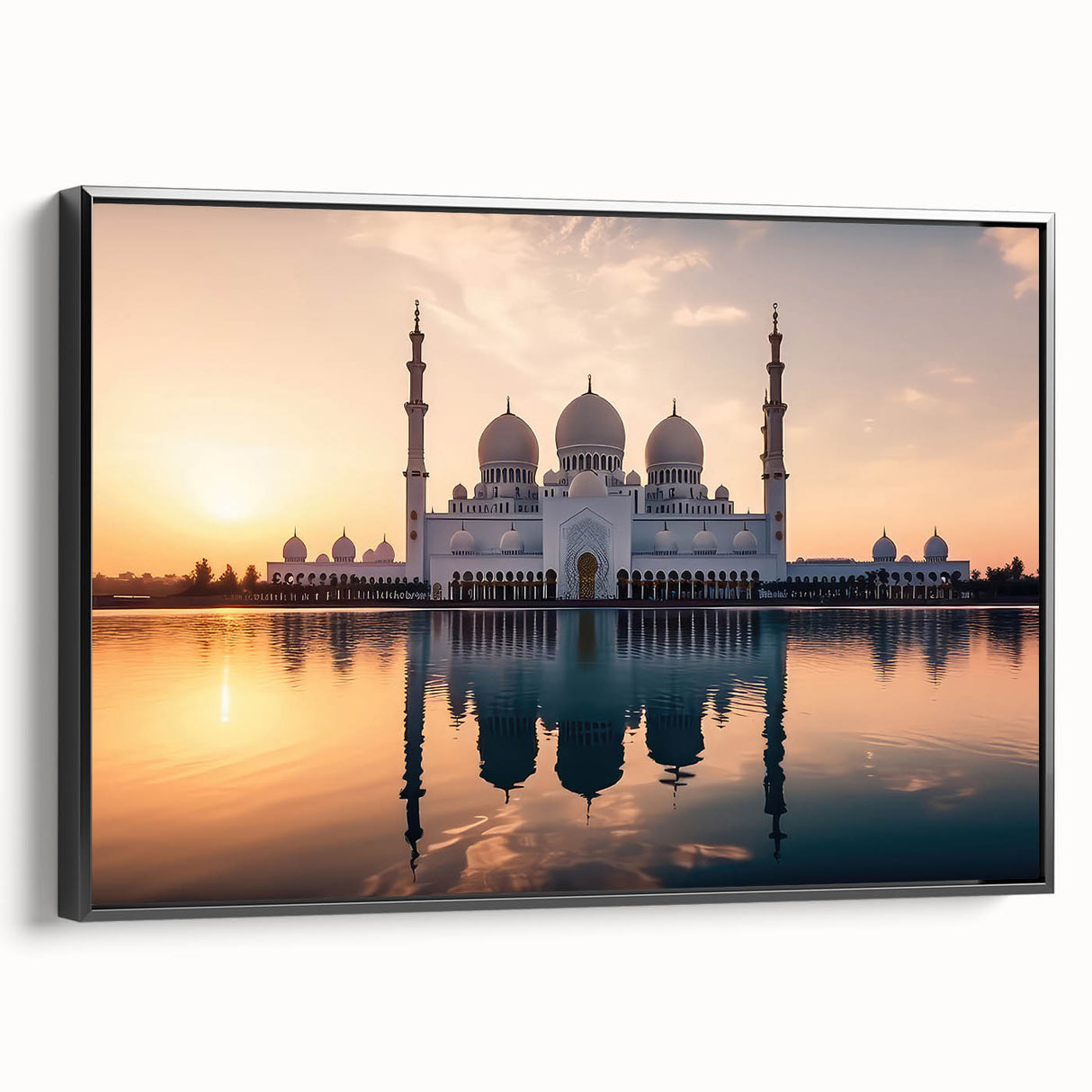Black and white framed canvas featuring a vintage-style landscape of Abu Dhabi, ideal for bedroom wall art.