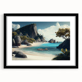 Extra large, textured abstract art print of vibrant oceanic scenery on a framed canvas, ideal for living room decor.