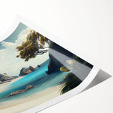 Extra large wall art featuring line art flowers in soft pastel shades on a rolled print.