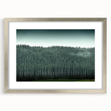 Textured abstract art print of Auckland skyline in muted gray and blue tones on framed canvas, suitable for bedroom decor.