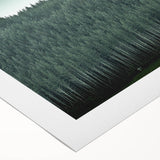 Art deco poster featuring the Auckland skyline in muted blue and gray tones on rolled canvas, suitable for dining room decor.