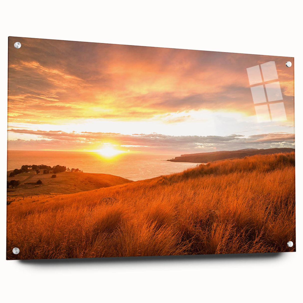 Large abstract wall art depicting the Canterbury, New Zealand scenery on acrylic glass.