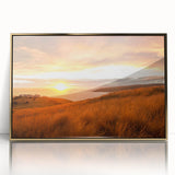 Large art print of a serene Canterbury, New Zealand landscape in muted green and blue tones.