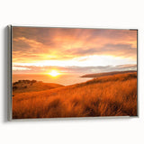 Framed canvas landscape art painting of Canterbury, New Zealand with colorful hues and vintage poster style.