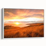 Vintage poster art of Canterbury, New Zealand landscape on framed canvas, featuring vibrant green and blue tones.