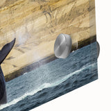 Large abstract wall art featuring a mid-century modernist design of an Argentine landscape in muted earth tones on acrylic…