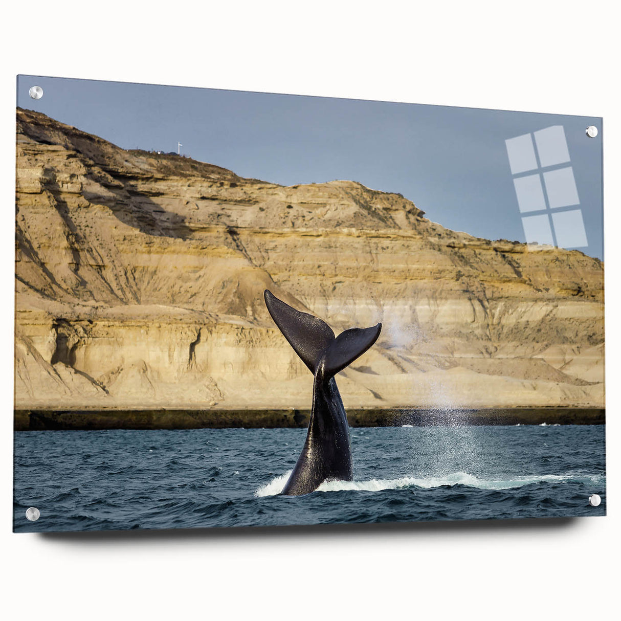 Large abstract wall art of a South American scenery in muted earth tones on acrylic glass.