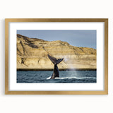 Extra large abstract art print featuring a textured scenery of Argentina in muted earth tones, framed in gold.