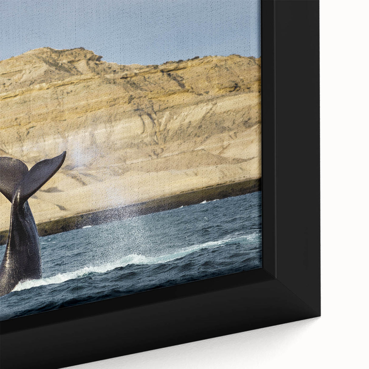 Black wall art of an Argentinian landscape on a framed canvas, featuring a textured, colorful art style.