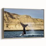 Framed canvas of a vintage-style landscape painting depicting the Argentine scenery in black and gold tones.