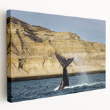 Panoramic view of an Argentine landscape on a large stretched canvas, featuring earthy green and brown tones.