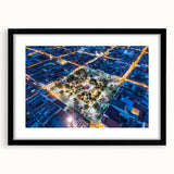 Extra large abstract art print depicting vibrant, textured scenery of Bolivia on a framed black mat canvas.