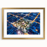 Extra large abstract art print of a Bolivian landscape in muted earth tones, framed in gold, ideal for living room decor.