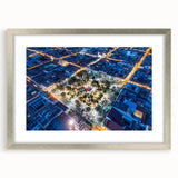 Textured abstract art print of a Bolivian landscape in muted earth tones, framed in silver, ideal for bedroom art.