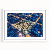 Abstract art print of a Bolivian landscape in muted earth tones on a white-framed mat, suitable for dining room decor.