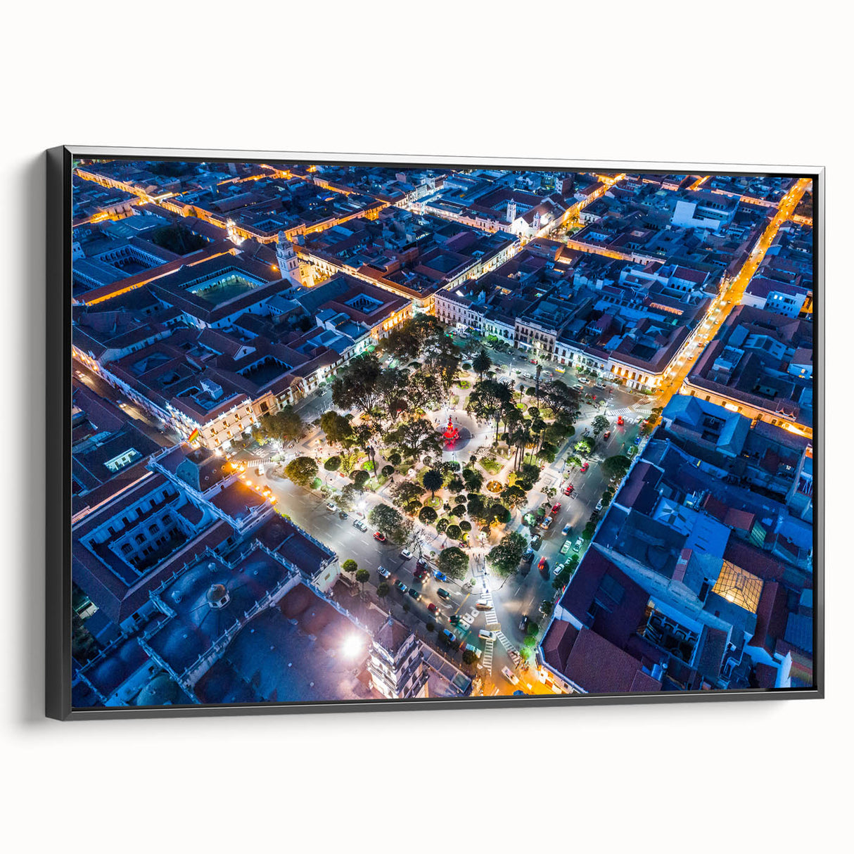 Black and white framed canvas of a Bolivian landscape, ideal for bedroom wall decor.