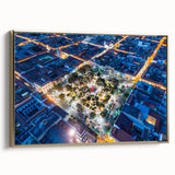 Framed canvas featuring a vintage-style landscape painting of a Bolivian scenery in muted gold and black tones.