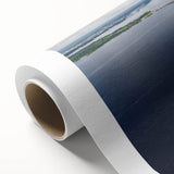 Art Deco style poster of a Brazilian landscape in vibrant greens and blues on rolled canvas, ideal for nursery wall art.