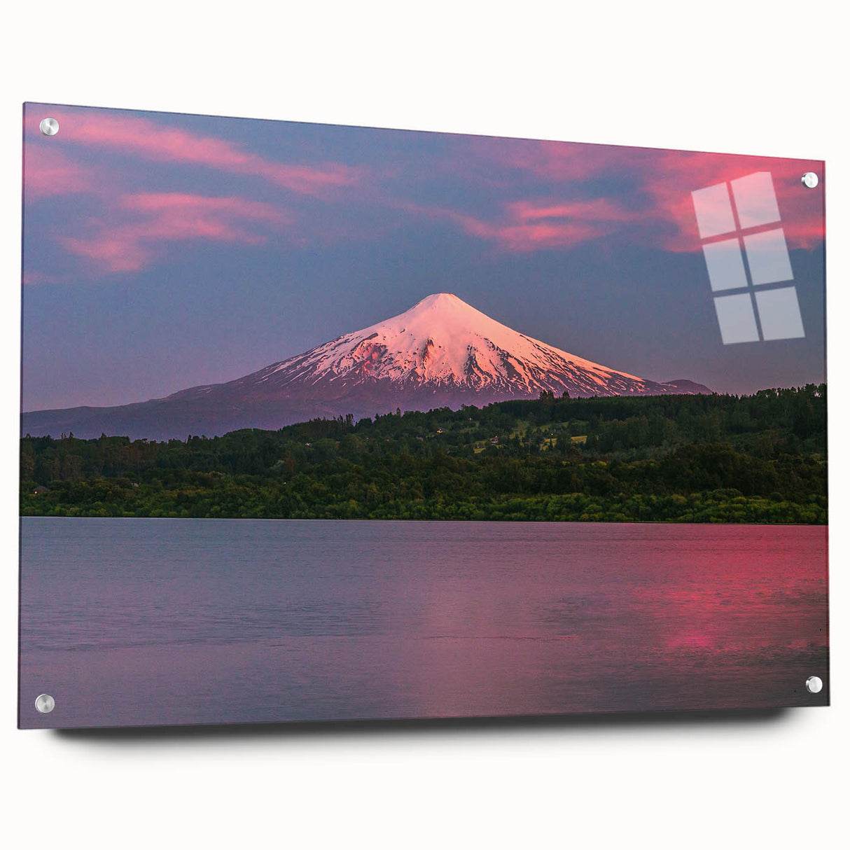 Acrylic print of a large abstract depiction of a South American landscape in muted earth tones.